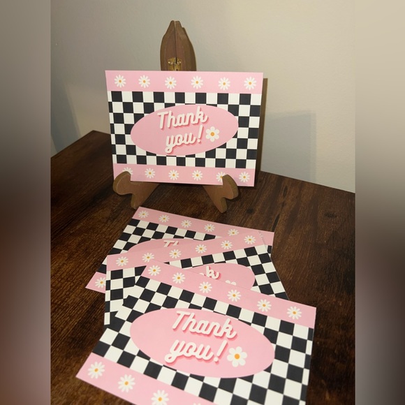 Pink Retro Thank You Cards, Custom Cards - Picture 2 of 2